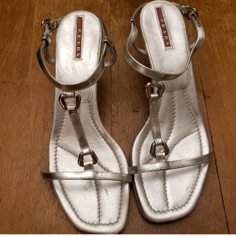Prada Silver Sandals